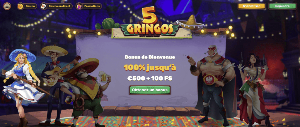 5Gringos Casino welcome bonus