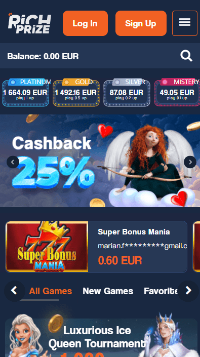 Rich Prize Casino on Mobile