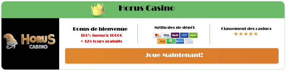 Horuscasino Bonus de bienvenue banner