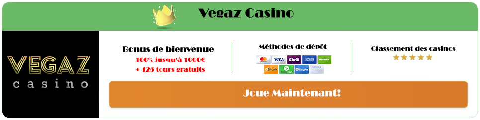 Vegazcasino Bonus de bienvenue banner