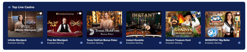 Celsius Casino Live Casino Games