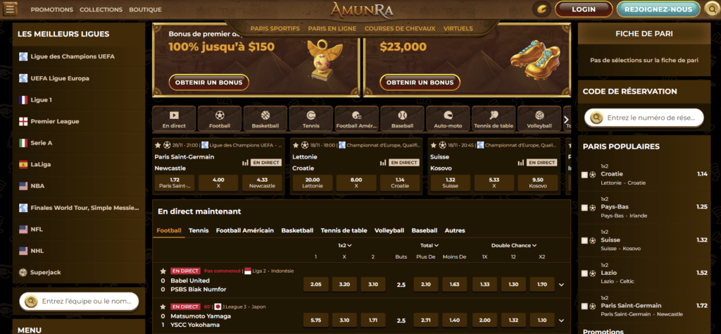 Sports Betting Options At Amun Ra Casino