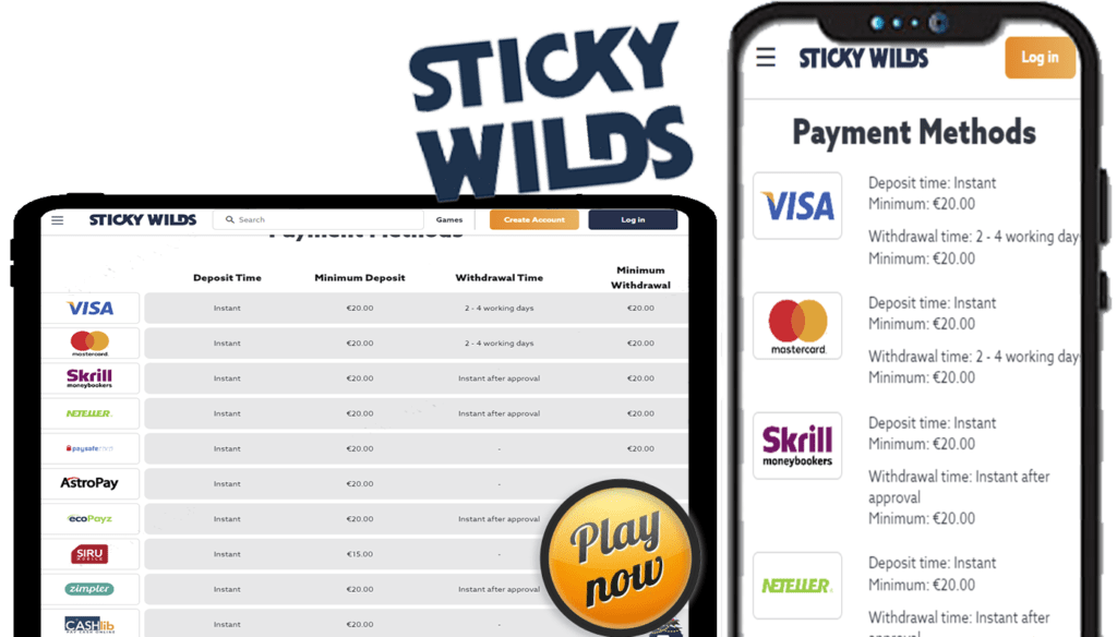 StickyWilds Casino Payment Methods